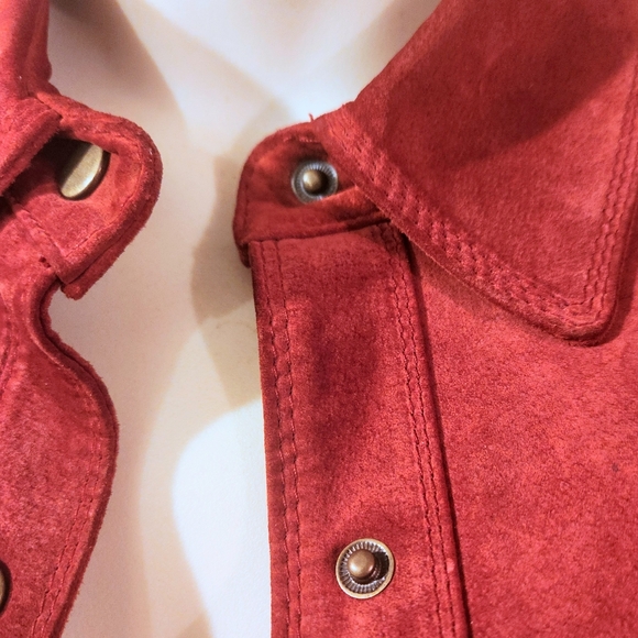 Contemporaine Suede Leather Jacket Blazer Medium Petite Rust/Red - Picture 3 of 6